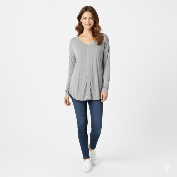 FREE PEOPLE One Teaspoon Soho Fine Wool Grandpa Top Long Sleeves Gray Marle XS - Picture 6 of 15